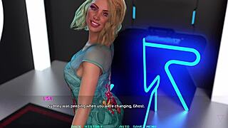 movie night with cute busty blonde in 3d cartoon