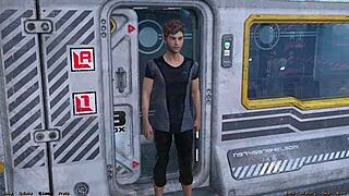 3D animated game with a half robotic girl in space