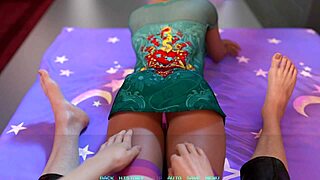 movie night with cute busty blonde in 3d cartoon