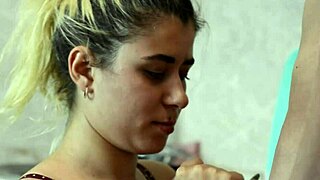 Blonde Teen Sucks Cock in Kitchen