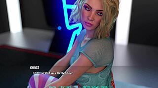 movie night with cute busty blonde in 3d cartoon