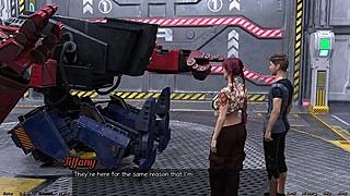 3D animated game with a half robotic girl in space