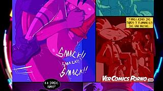 Animated characters gather for a fun party in cartoon style