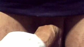 ebony girl milking white cock in red lingerie