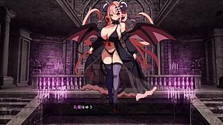 Hentai game features breast demon in anime style scene