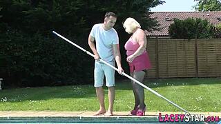 British granny gets tit fucked and pussy licked