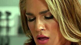 Hot shemale Kalli Grace gives a deepthroat blowjob and gets an anal fuck