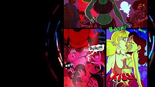 Animated characters gather for a fun party in cartoon style