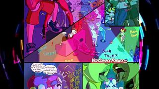 Animated characters gather for a fun party in cartoon style