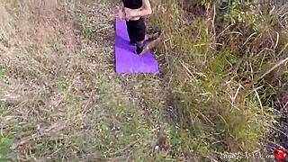 Kitty passionately sucks stranger’s dick and gets doggy fucked outdoors