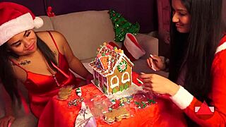 making a gingerbread house with friends part 2