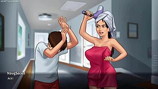 busty stepmom shows huge tits in game 😍