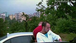 girl sticks butt out car window for public fun