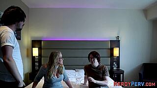 Real British milf sucks nerdy guys off on camera