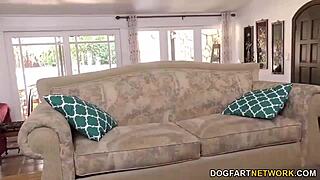 Busty blonde cougar in stockings gets her pussy stretched by a big black cock! 😍