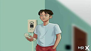 In Summertime Saga, she says here, take and touch my breasts, leading to groping and blowjob fun in the game.