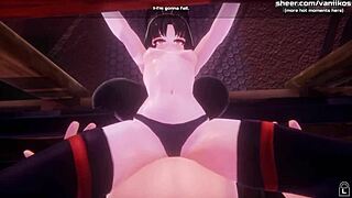 anime teen shows big butthole and gets anal creampie