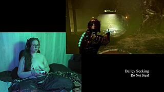naked brunette plays deadspace part 3