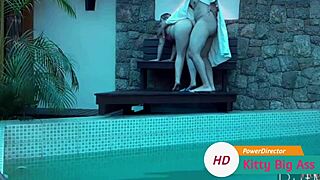 Camera Catches Married Woman By Pool