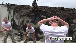 Gay jock shoots cum all over hunk's face after intense blowjob.