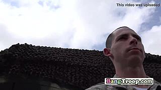 Gay jock shoots cum all over hunk's face after intense blowjob.