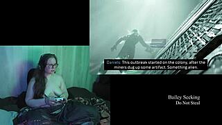 naked brunette plays deadspace part 3