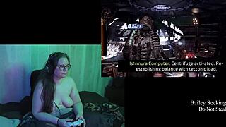 naked brunette plays deadspace part 3