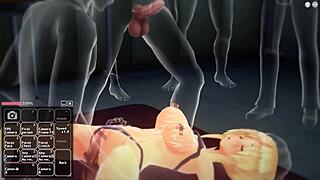 blonde girl having a lot of fun in hentai anime