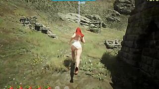 huge tits in hentai game outdoor doggystyle!