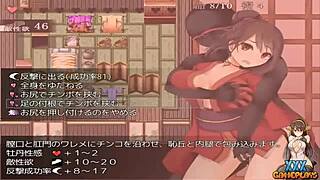 Female ninja peony gameplay with groping and cock action