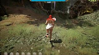 huge tits in hentai game outdoor doggystyle!