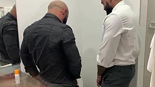 Hairy mature men piss and engage in bareback orgy group.