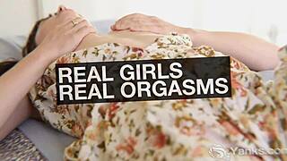 hot redhead ruby woods vibrates her shaved pussy