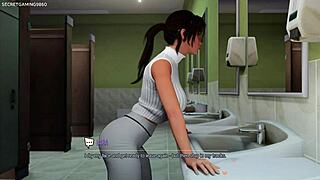 Lara croft masturbates wet pussy with shower head, caught in solo adventure