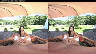 Cayla Lyons and Alex Black create quite a commotion outdoors in VR