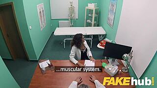 i caught this sexy spanish student on hidden cam getting double cum at fake hospital