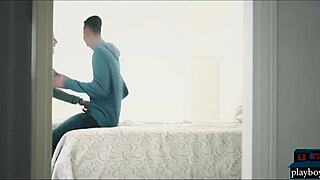 Couple enjoys intimate moment after snowy playtime