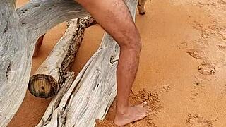 Hot gay Latino Ladysilva showing off his ass on the beach