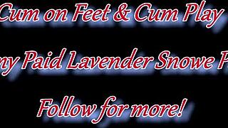 pale latina goddess in red lotion offers feet for worship, gets footjob with huge cumshot on soles