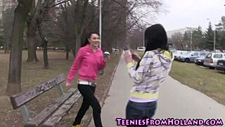 Lesbian teen craves wet cunt fingering in steamy shower session.