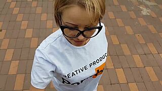 Look how she sucks this big mushroomhead cock and how she begs to cum on her beautiful face