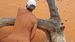 Hot gay Latino Ladysilva showing off his ass on the beach