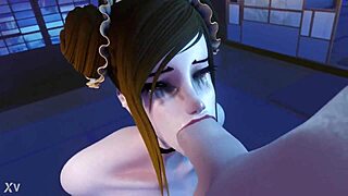 Chun li's incredible oral sex skills in a Street Fighter themed animation