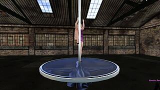Beautiful dancer performing on the pole in Second Life