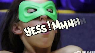 Hey, wanna see us cosplay babes share this double dildo in heels?