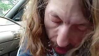 giving morning blowjob to buddy in car