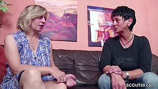 German Mom and Dad Convince Cleaner for a Wild 3some