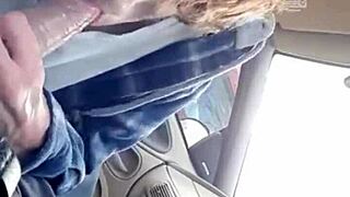 giving morning blowjob to buddy in car