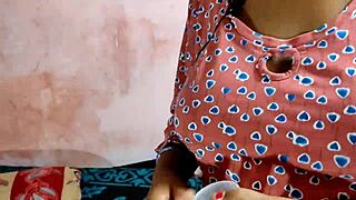 Indian babe lily shows ass to uncle, anal fucking girlfriend.