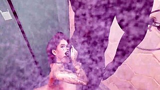 Black Man Fucks Redhead White Woman in Second Life 3D Scene. They Shower Together After Wild Sex.